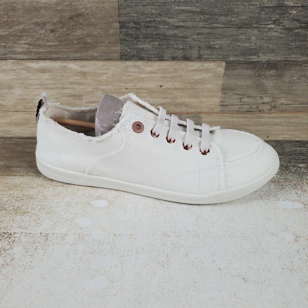 Vionic Pismo Womens Shoes Sz 9 M White Canvas Lace Up Round Toe Sneakers